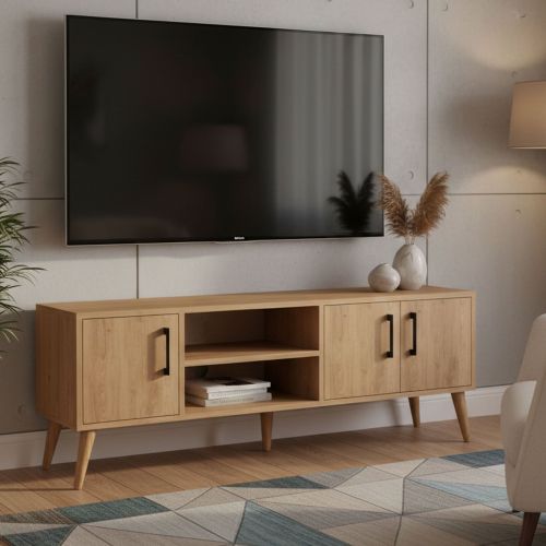 Porta TV quercia 150x34x52h cm 3 ante - Brugine