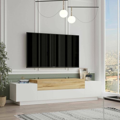 Porta TV quercia e bianco 160x37x38h cm 2 ante - Baiano