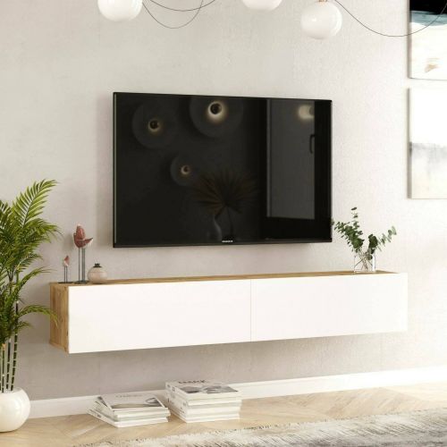 Porta TV quercia e bianco 180x31x29h cm 2 ante - Pavone
