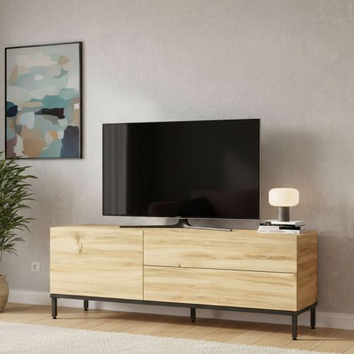 Porta TV quercia e nero 120x35x46h cm 3 ante - Zephir
