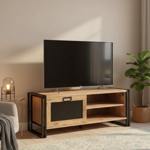 Porta TV quercia e nero 130x45x50h cm in legno - Luban