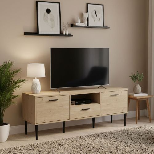 Porta TV rovere 147x39x56h cm 2 ante e 1 cassetto - elie