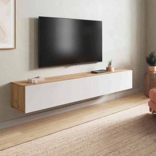 Porta TV rovere nodi e bianco 180x34x28h cm 2 ante - Senectus
