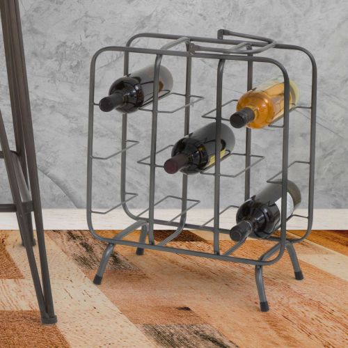 Portabottiglie Grigio Scuro con Maniglia Sfumatura Colore Struttura Scuro, 9 Bottiglie - Safed