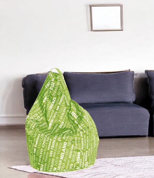 Pouf Aariel, Poltrona multiuso, Poltroncina sacco, Pouf poggiapiedi, Made in Italy, 80x80 h120 cm, Verde e Bianco