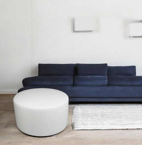 Pouf Abanera, Poltrona multiuso, Poltroncina sacco, Pouf poggiapiedi, Made in Italy, 79x79 h42 cm, Bianco