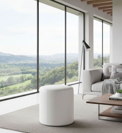 Pouf Abate, Poltrona multiuso, Poltroncina sacco, Pouf poggiapiedi, Made in Italy, 40x40 h42 cm, Bianco