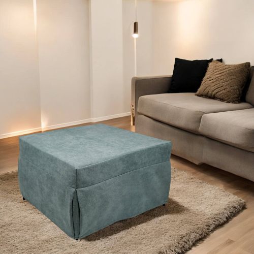 Pouf Abbis, Poltrona multiuso, Poltroncina sacco, Pouf letto, Made in Italy, 78x78 h45 cm, Azzurro