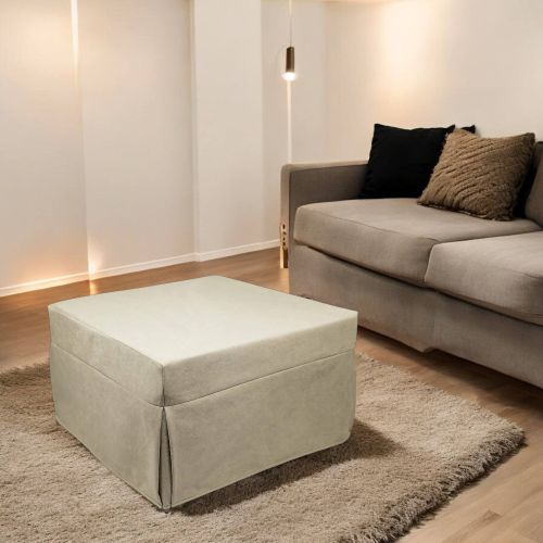Pouf Abbis, Poltrona multiuso, Poltroncina sacco, Pouf letto, Made in Italy, 78x78 h45 cm, Beige