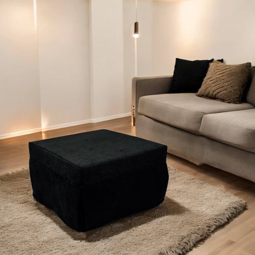 Pouf Abbis, Poltrona multiuso, Poltroncina sacco, Pouf letto, Made in Italy, 78x78 h45 cm, Nero