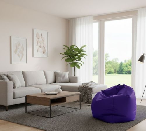 Pouf Abe, Poltrona multiuso, Poltroncina sacco, Pouf poggiapiedi, Made in Italy, 65x65 h50 cm, Viola