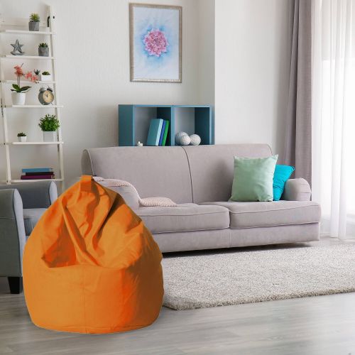 Pouf Abisso, Poltrona multiuso, Poltroncina sacco, Pouf poggiapiedi, Made in Italy, 70x70 h110 cm, Arancione