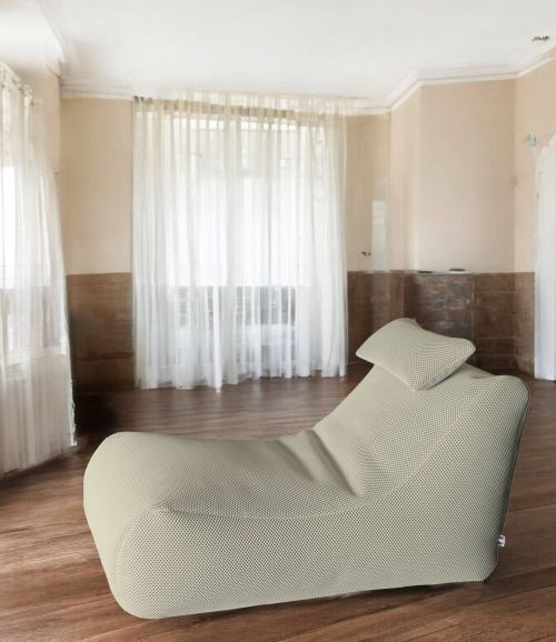Pouf Abuli, Poltrona multiuso, Poltroncina sacco, Pouf poggiapiedi, Made in Italy, 70x120 h65 cm, Beige