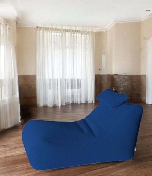 Pouf Abuli, Poltrona multiuso, Poltroncina sacco, Pouf poggiapiedi, Made in Italy, 70x120 h65 cm, Blu