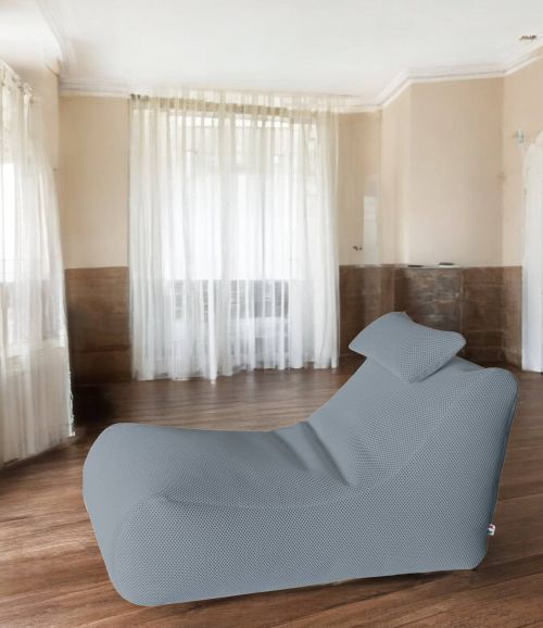Pouf Abuli, Poltrona multiuso, Poltroncina sacco, Pouf poggiapiedi, Made in Italy, 70x120 h65 cm, Grigio chiaro