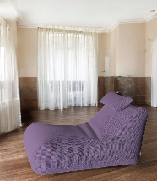 Pouf Abuli, Poltrona multiuso, Poltroncina sacco, Pouf poggiapiedi, Made in Italy, 70x120 h65 cm, Viola