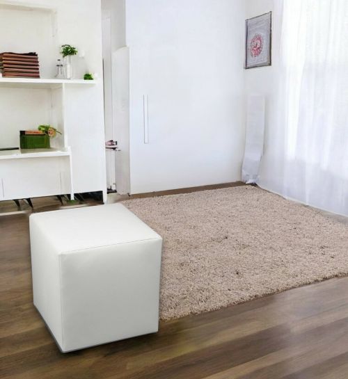 Pouf Acerbo, Poltrona multiuso, Poltroncina sacco, Pouf poggiapiedi, Made in Italy, 40x40 h42 cm, Bianco