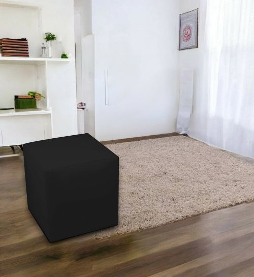 Pouf Acerbo, Poltrona multiuso, Poltroncina sacco, Pouf poggiapiedi, Made in Italy, 40x40 h42 cm, Nero