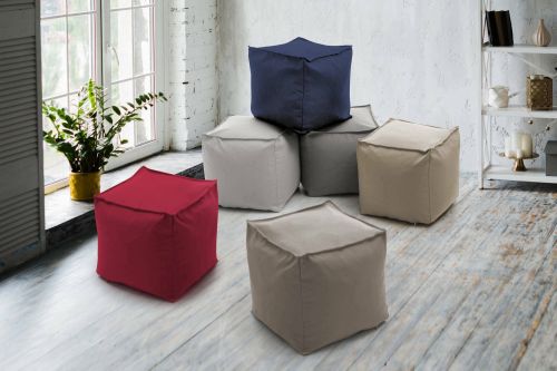 Pouf Annalaura, Pouf multifunzione, 100% Made in Italy, Poltroncina relax in tessuto imbottito, Cm 45x45h45, Beige