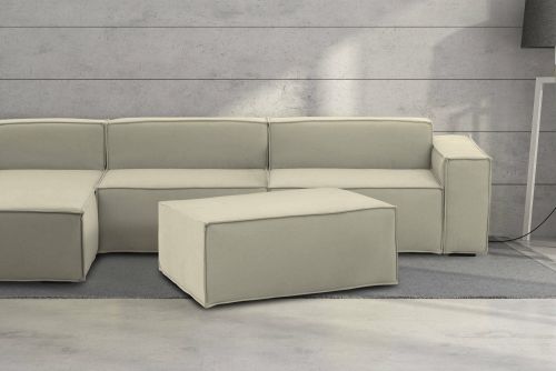 Pouf Antonella, Pouf da salotto, 100% Made in Italy, Poltroncina relax in tessuto imbottito, Cm 100x70h43, Beige
