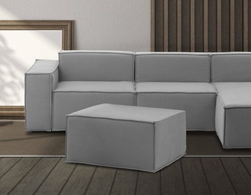 Pouf Barbara, Pouf da salotto, 100% Made in Italy, Poltroncina relax in tessuto imbottito, Cm 80x70h43, Grigio