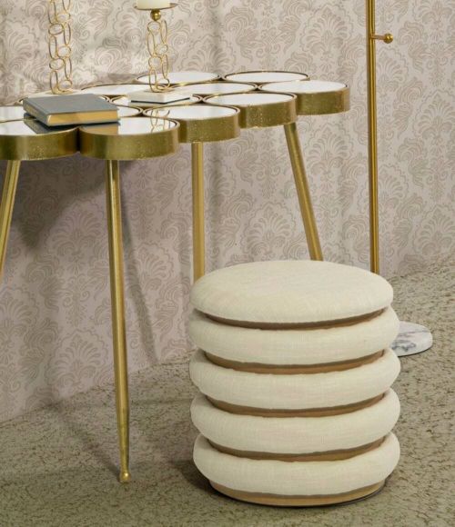 Pouf Benna, Poltrona multiuso, Poltroncina sacco, Pouf poggiapiedi, 40x40 h42 cm, Naturale