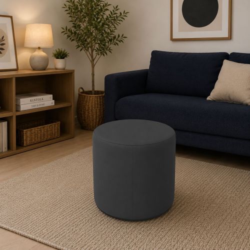 Pouf cilindrico grigio scuro 40x40x42h cm - Lisboa