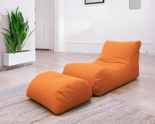Pouf Crinum, Poltrona multiuso, Poltroncina sacco, Pouf poggiapiedi, Made in Italy, 120x80 h60 cm, Arancione