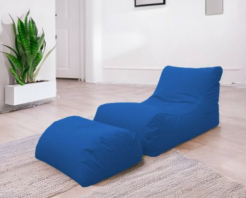 Pouf Crinum, Poltrona multiuso, Poltroncina sacco, Pouf poggiapiedi, Made in Italy, 120x80 h60 cm, Blu