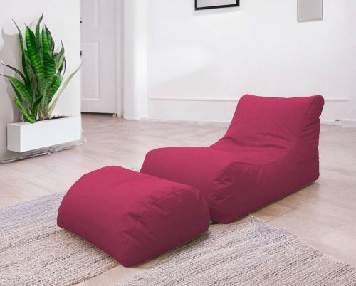 Pouf Crinum, Poltrona multiuso, Poltroncina sacco, Pouf poggiapiedi, Made in Italy, 120x80 h60 cm, Fucsia