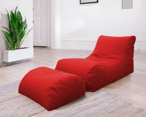 Pouf Crinum, Poltrona multiuso, Poltroncina sacco, Pouf poggiapiedi, Made in Italy, 120x80 h60 cm, Rosso