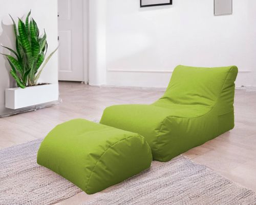 Pouf Crinum, Poltrona multiuso, Poltroncina sacco, Pouf poggiapiedi, Made in Italy, 120x80 h60 cm, Verde