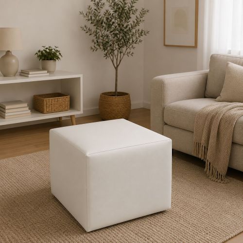 Pouf cubico bianco 40x40x42h cm - Accumoli