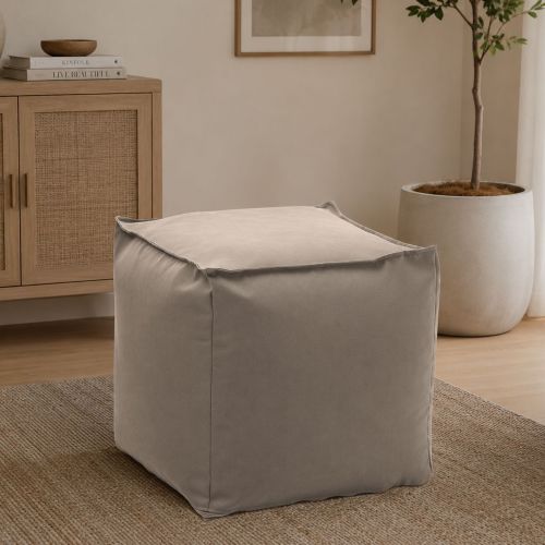 Pouf imbottito beige 45x45x45h cm - Aron