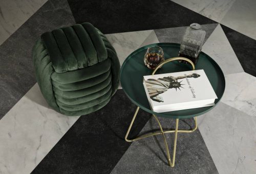Pouf Karori, Poltrona multiuso, Scendiletto, Pouf poggiapiedi, 45x45 h45 cm, Verde