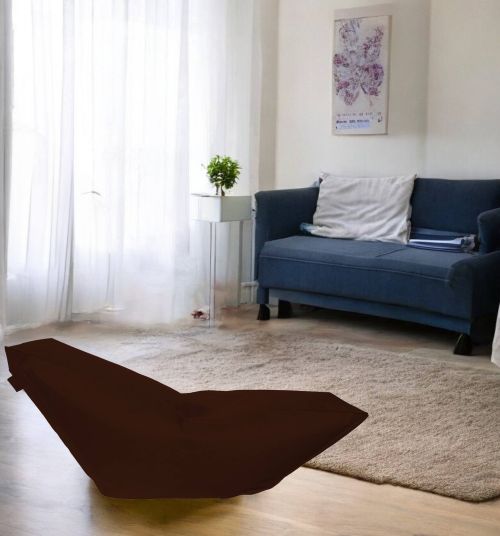 Pouf Parini, Poltrona multiuso, Poltroncina sacco, Pouf poggiapiedi, Made in Italy, 160x50 h70 cm, Marrone