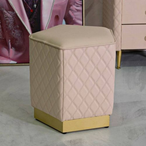 Pouf pentagonale rosa e oro 38x38x38h cm - Suasa