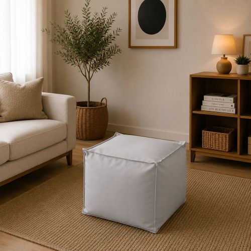 Pouf quadrato bianco 45x45x45h cm - Aron