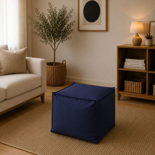 Pouf quadrato blu 45x45x45h cm - Aron