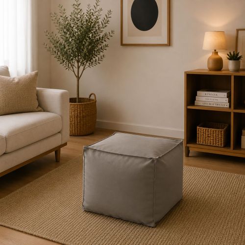Pouf quadrato tortora 45x45x45h cm - Aron