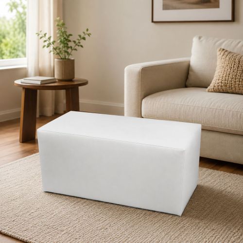 Pouf rettangolare bianco 90x40x42h cm - Bucuresti