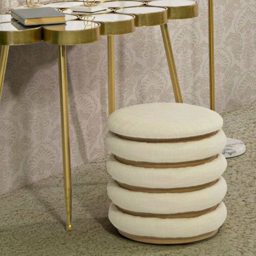 Pouf rotondo bianco 40x40x42h cm - Banskil