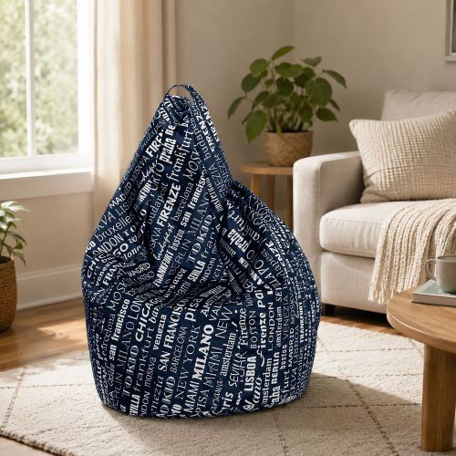 Pouf sacco blu e bianco 80x80x120h cm - Marisa