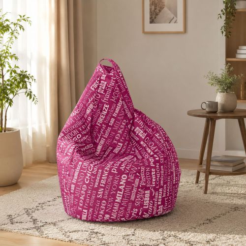 Pouf sacco rosa e bianco 80x80x120h cm - Marisa