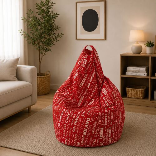 Pouf sacco rosso e bianco 80x80x120h cm - Marisa