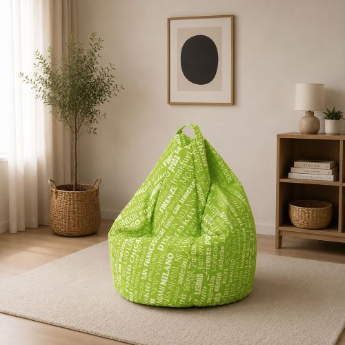 Pouf sacco verde e bianco 80x80x120h cm - Marisa