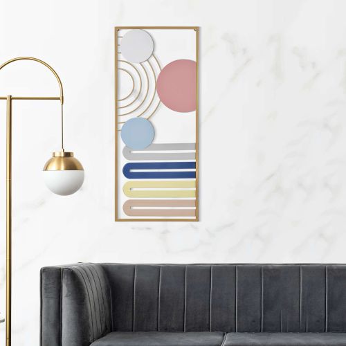Quadro Multicolore Figure Geometriche Materiale Struttura in Metallo 38x84h cm, - Remio
