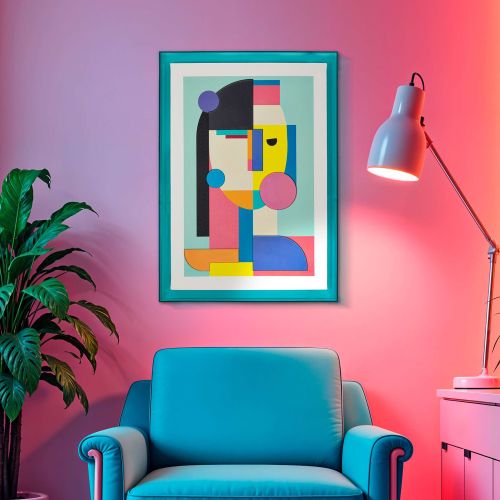 Quadro Multicolore Materiale Struttura in Plastica Materiale Struttura in Legno 50x70h cm, Materiale in Plastica - Bamiri