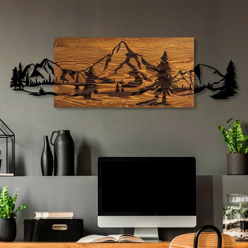 Quadro Nero Marrone Rovere Materiale Struttura in Metallo Colore Struttura Marrone 30x95h cm, Materiale in Legno Nobilitato - Mitorori