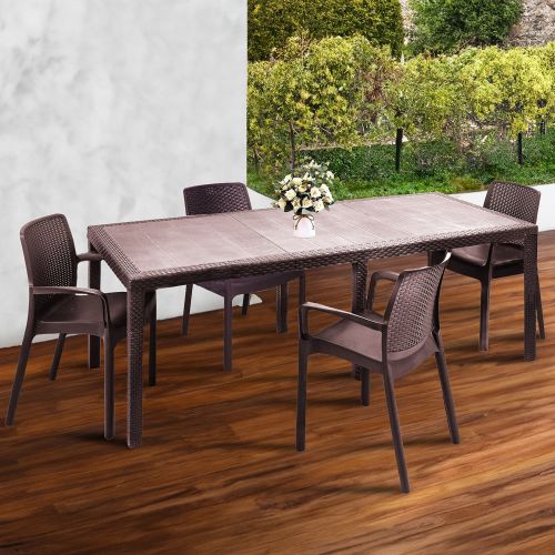 Salotto da esterno 4 posti e 1 tavolo effetto rattan marrone - Arret